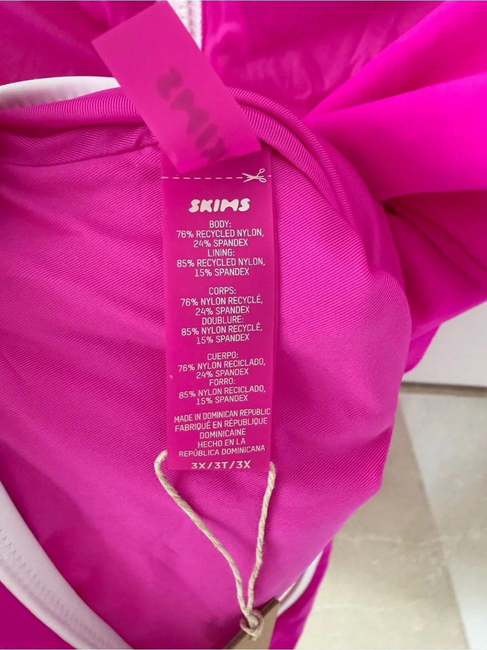 NWT - SKIMS Hot Pink One-Piece Swimsuit with White Trim (3X)